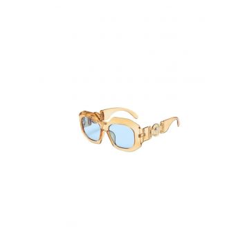 Ochelari de soare - bej transparent - cu insertii aurii - patrati - Sakaria C1 Ochelari de soare - bej transparent - cu insertii aurii - patrati - Sakaria C1