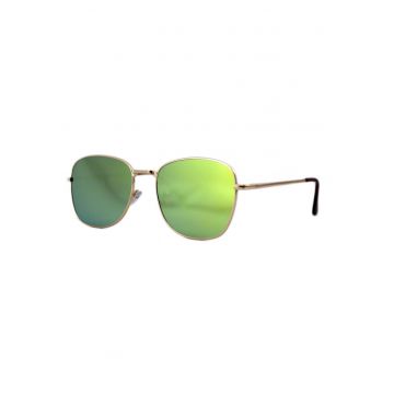 Ochelari de soare Aviator Oglinda Verde deschis cu reflexii - Auriu