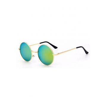 Ochelari de soare Rotunzi Retro John Lennon Verde reflexii cu Auriu