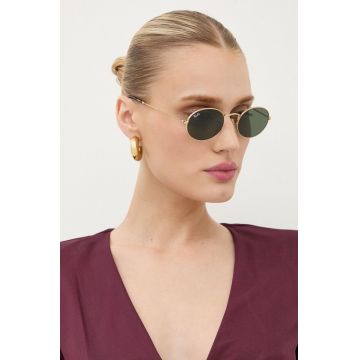 Ray-Ban ochelari de soare OVAL culoarea auriu, 0RB3547N